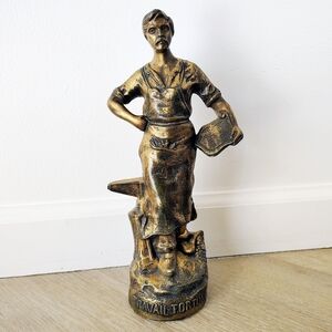 Vintage French Bronze / Brass Colored Blacksmith Hollow Cast Statute